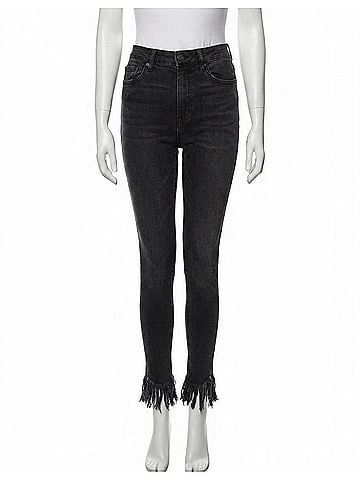 Blank NYC The Great Jones High Waist Frayed Hem Skinny Jeans in Falcon (view 1)