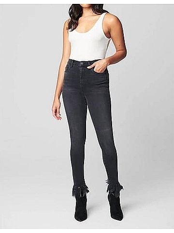 Blank NYC The Great Jones High Waist Frayed Hem Skinny Jeans in Falcon (view 2)
