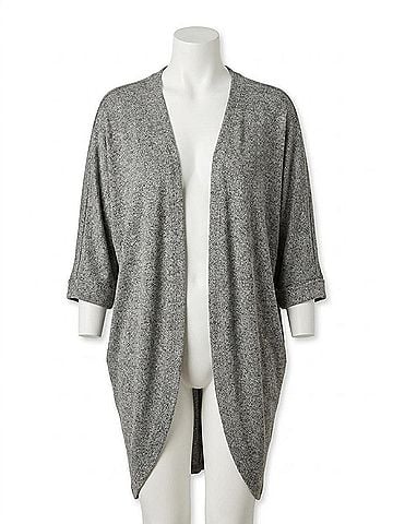 She + Sky Long Rounded Hem Cardigan in Grey (view 1)