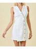 Day + Moon Solid White Denim Button Mini Dress in White Size L - photo 2