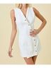 Day + Moon Solid White Denim Button Mini Dress in White Size L - photo 4