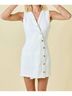 Day + Moon Solid White Denim Button Mini Dress in White Size L - photo 5