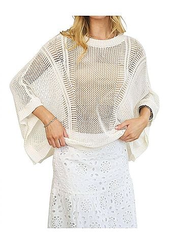 Davi & Dani Send A Message Mesh Sweater in White (view 2)