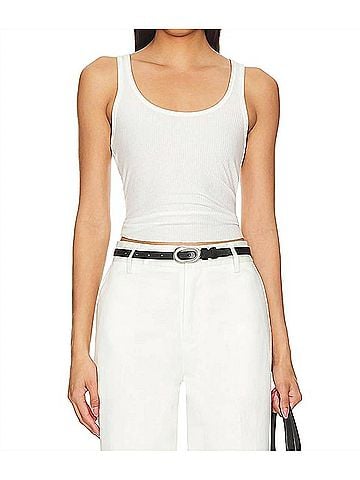 Good American Crop Cut Tank in White (view 2)