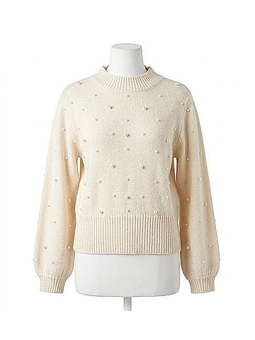 Davi & Dani Sweetest Together Pearl Sweater in White (view 1)