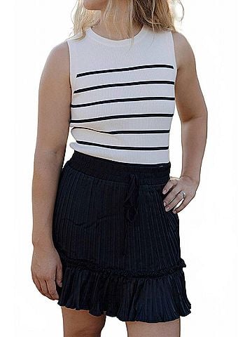 She + Sky Avery Mini Skirt in Black (view 2)