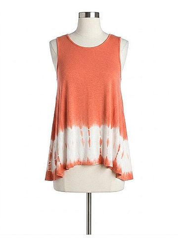She + Sky Tie Dye Sleeveless Tank - Plus in Coral (view 1)