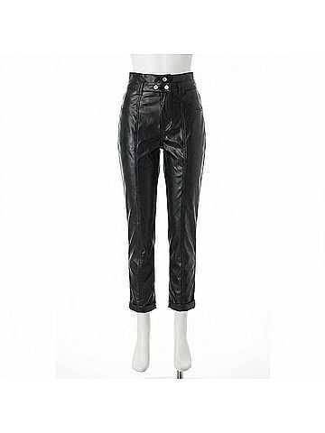 Blank NYC Overall Faux Leather Pants in Other Worldly (view 1)