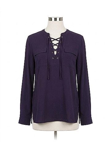 She + Sky Lace Up Shirt in Purple (view 1)