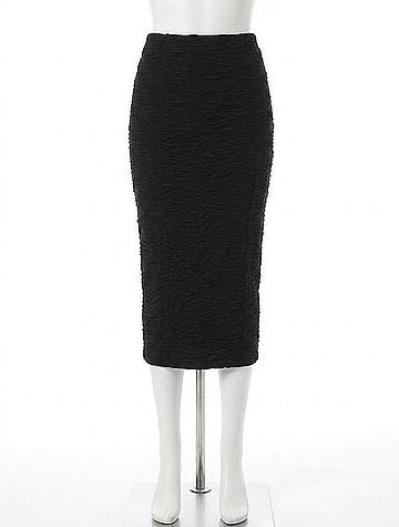 Good American Ruched Midi Skirt in Black (view 1)