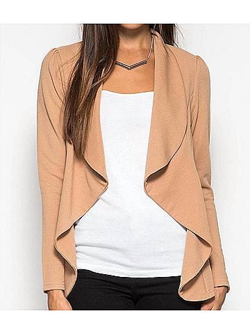 She + Sky Textured Knit Blazer in Taupe (view 2)