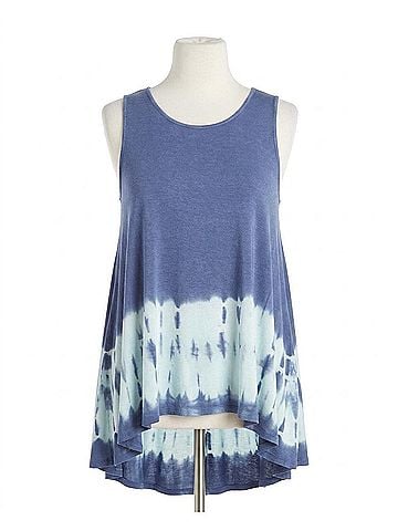 She + Sky Tie Dye Sleeveless Tank - Plus in Blue (view 1)