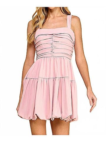 TCEC Ruched Detail Fit And Flare Tank Dress in Pink (view 2)