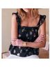 Sézane 92% Silk 8% Metallised Fiber 100% Viscose Floral Black Tank Top Size L - photo 4