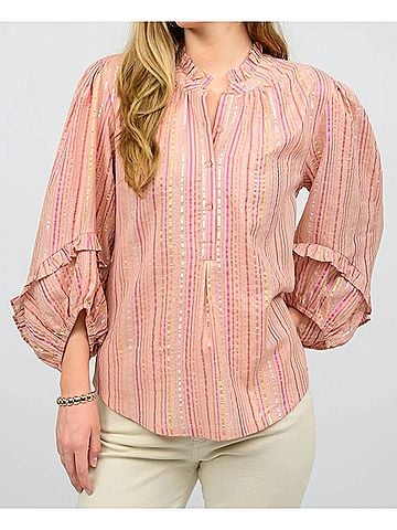 Ivy Jane Metallic Stripe Top in Rose (view 2)