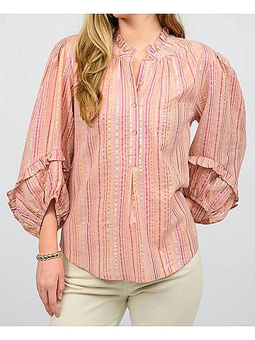 Ivy Jane Metallic Stripe Top in Rose (view 2)