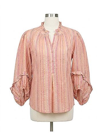 Ivy Jane Metallic Stripe Top in Rose (view 1)