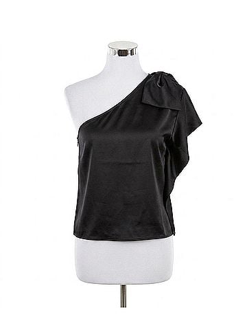 She + Sky Rhoda Satin Top in Black (view 1)