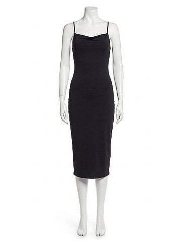Good American Scuba Spaghetti Midi Dress in Black (view 1)