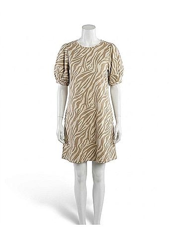 Ivy Jane Neutral Zebra Shift Dress in Camel (view 1)