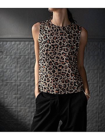 Velvet by Graham & Spencer Yves Leopard Sequin Tank in Multi (view 2)