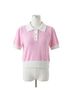 Day + Moon Pink Sweater Terry Polo Top in Powder Pink Size M - photo 1