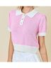 Day + Moon Pink Sweater Terry Polo Top in Powder Pink Size M - photo 2