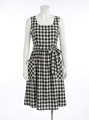 Gilli Take Me Back Plaid Dress - Plus in White/Black (view 1)