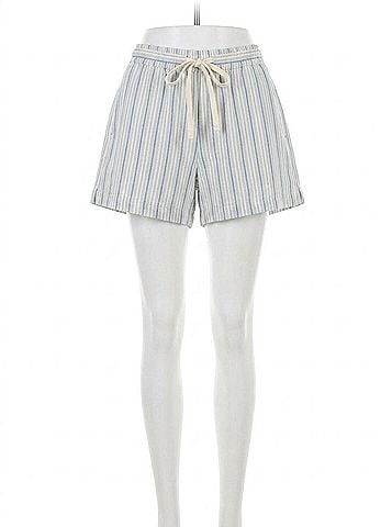MIOU MUSE Women's Multi Stripe Cotton Shorts in Blue (view 1)