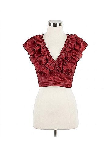 TCEC Ruffled Romance Top in Red (view 1)