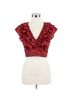 TCEC Solid Red Ruffled Romance Top in Red Size S - photo 1