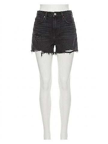 Blank NYC Reeve High-Rise Five-Pocket Shorts With Destructed Hem in Black (view 1)