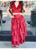 TCEC Solid Red Ruffled Romance Top in Red Size S - photo 4