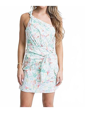 Karlie Seashore One Shoulder Knot Dress in Multi (view 2)