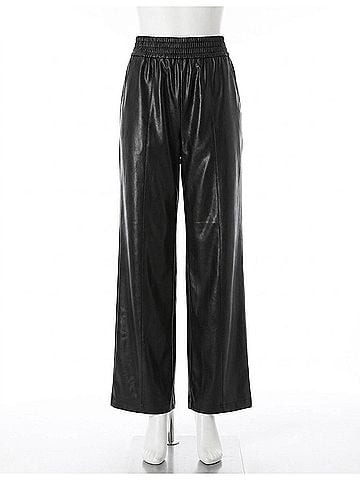 Blank NYC Faux Leather Wide Leg Pants in Off The Record (view 1)