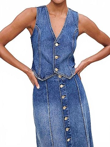 DL1961 Classic Sleeveless Vest in Wythe Vintage (view 2)