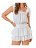Day + Moon Solid White Darla Tie Strap Romper in White Size L - photo 2