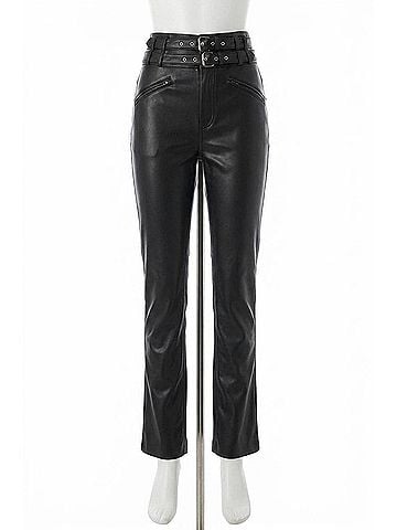 Blank NYC Fauz Leather Straight Leg Pants in New Habit 001 (view 1)