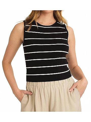 Gilli Sleeveless Striped Top in Black (view 2)