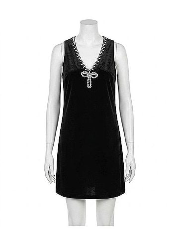 TCEC Kenia Rhinestone Bow Sheath Dress in Black (view 1)
