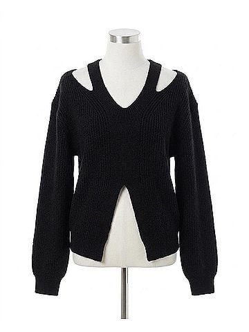 Pol Lola Front & Top Cutout Knit Sweater in Black (view 1)