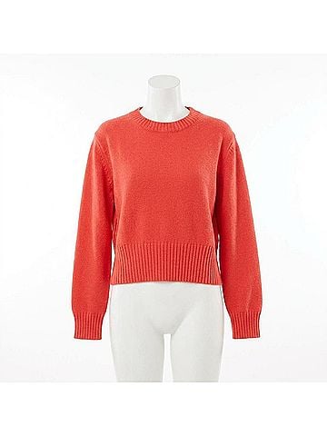 White + Warren Soft Cotton Rib Trim Sweatshirt in Poppy/ Red Navy (view 1)