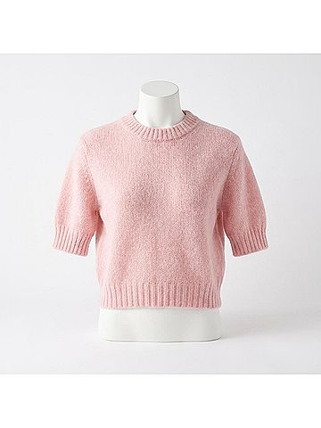 White + Warren Cashmere Featherweight Puff Sleeve Crew Sweater in Primrose (view 2)