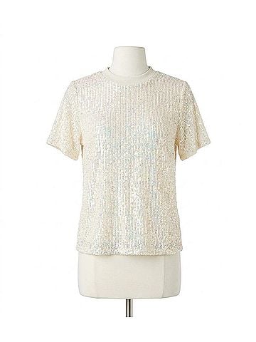 Ivy Jane Short Sleeve Sparkle Tee in Champagne (view 1)