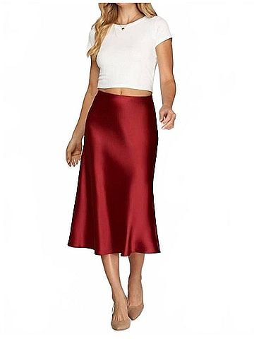 She + Sky Carson Skirt in Poinsettia (view 2)