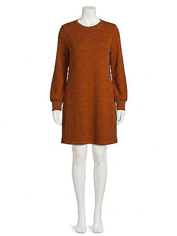 She + Sky Long Sleeve Knit Dress - Plus in Rust (view 1)