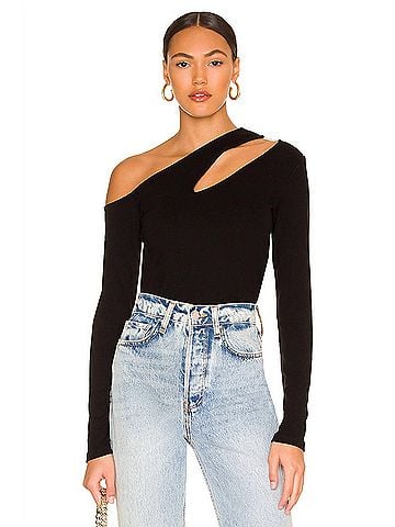 Velvet by Graham & Spencer Rosalina Cut Out Top in Black (view 2)
