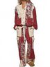 Pol Red Contrast Thermal Patchwork Button Hoodie in Burgundy Size M - photo 2