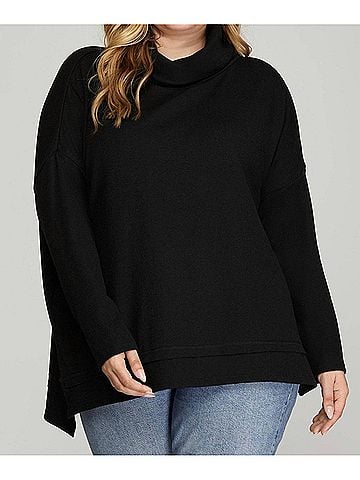 She + Sky Cowl Neck Sweater - Plus in Black (view 2)