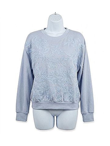 Davi & Dani Elevated Florals Top in Light Blue (view 1)